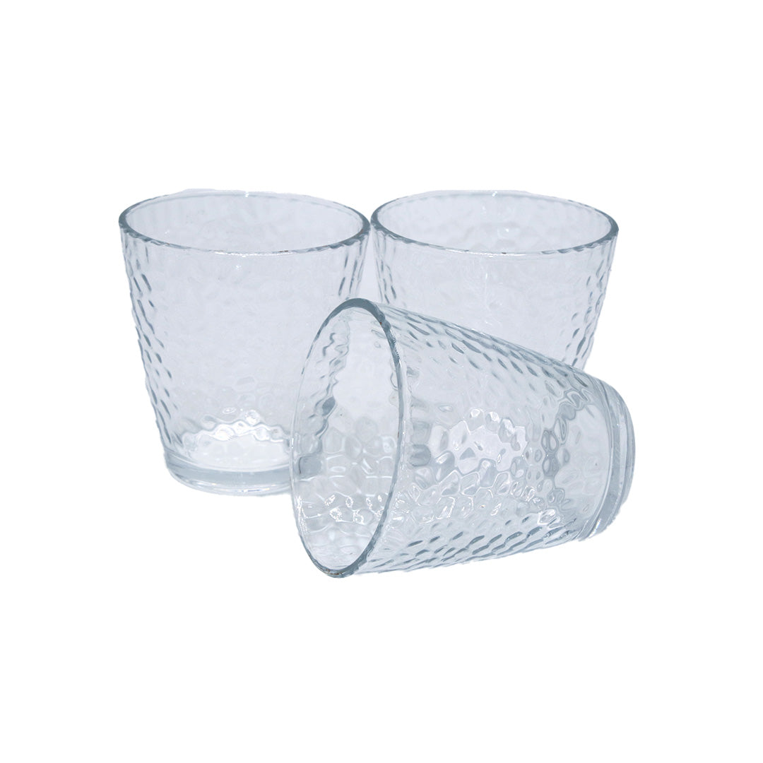 Tumbler 3Pc 9.5X9Cm Clear Embossed  Huaibo