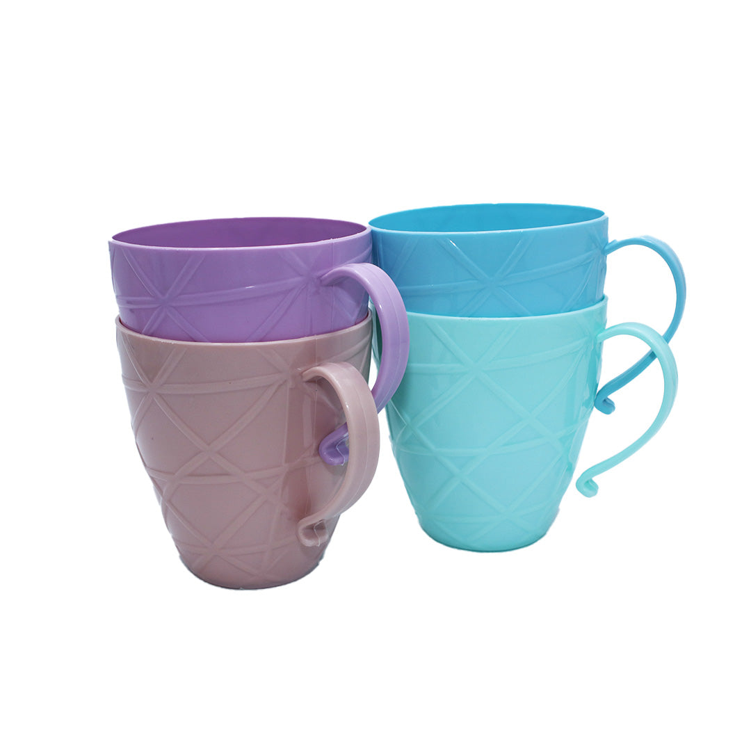 Cup 4Pc 9X8Cm Assorted  Colour Embossed