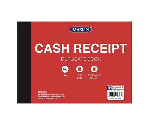 Marlin Cash Receipt Book Dupl A6/100Set