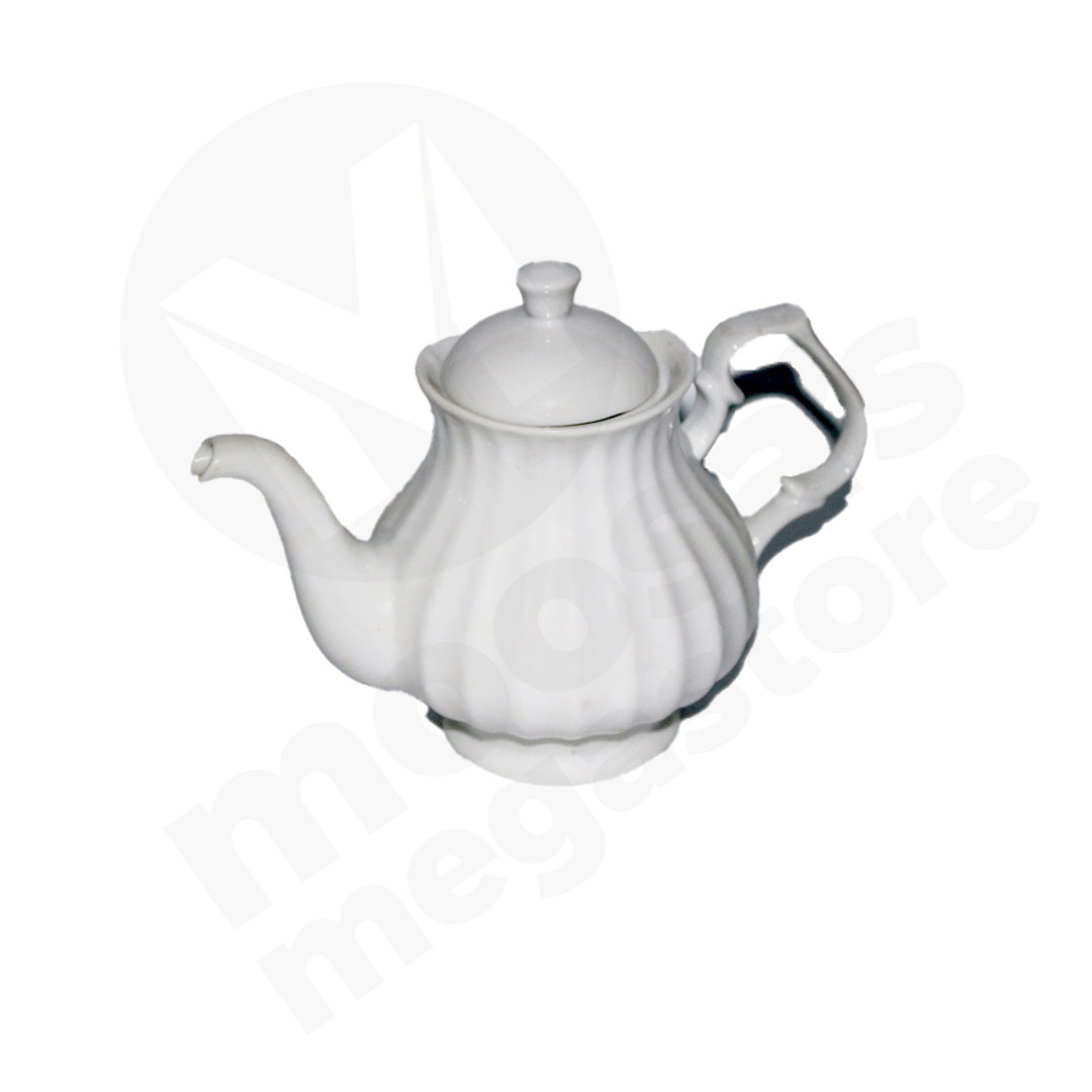 Tea Pot 15X7Cm White  Embossed