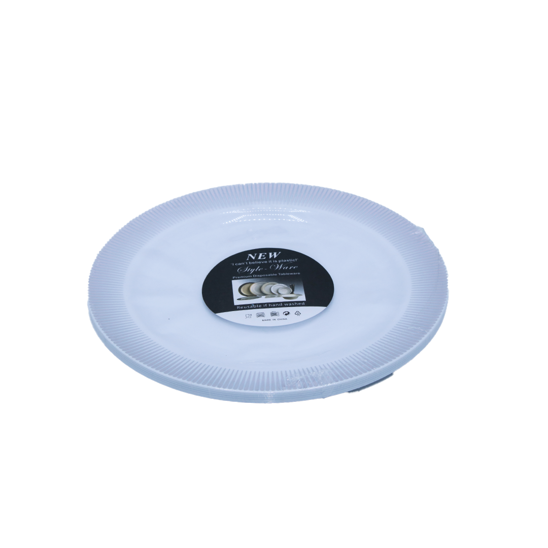 Plate 6Pc 19Cm Round White/Silver Fancy Border