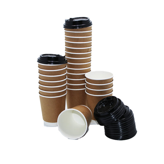 Paper Cup Coffee 25Pc With Lid 280Ml 9X8Cm Kraft