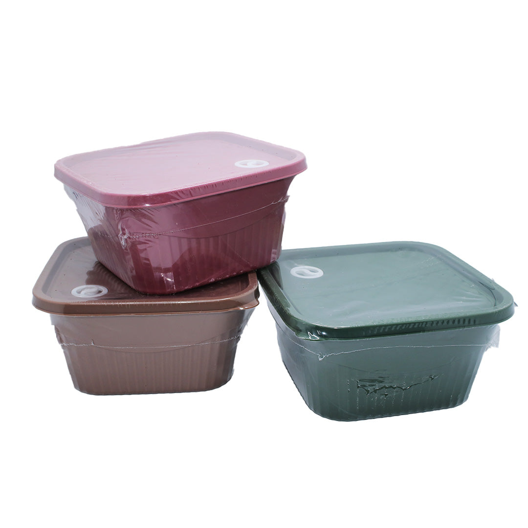 Container 4Pc Set 21Cm Square  Embossed  Plastic