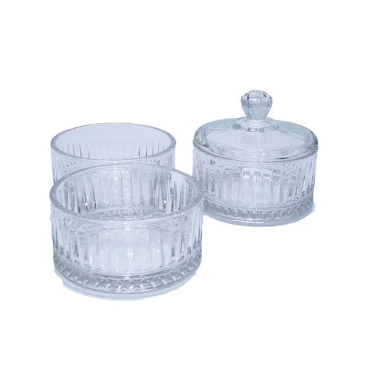 Candy Jar 16X10Cm 3Tier W/Lid Clear Emb Lirmartur