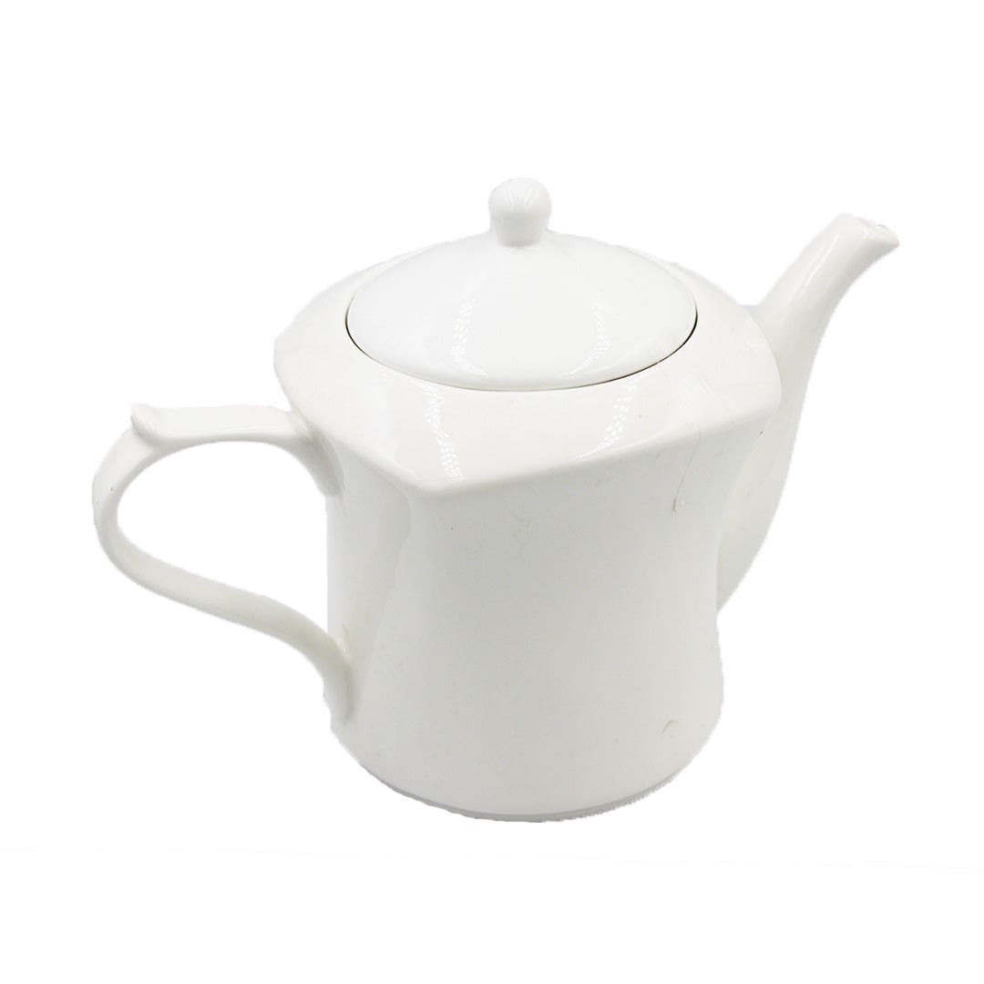 Tea Pot 14X9Cm White Embossed