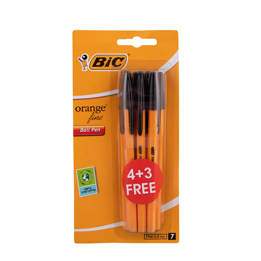 Bic Orange Fine 7Pc Ball Pen Black