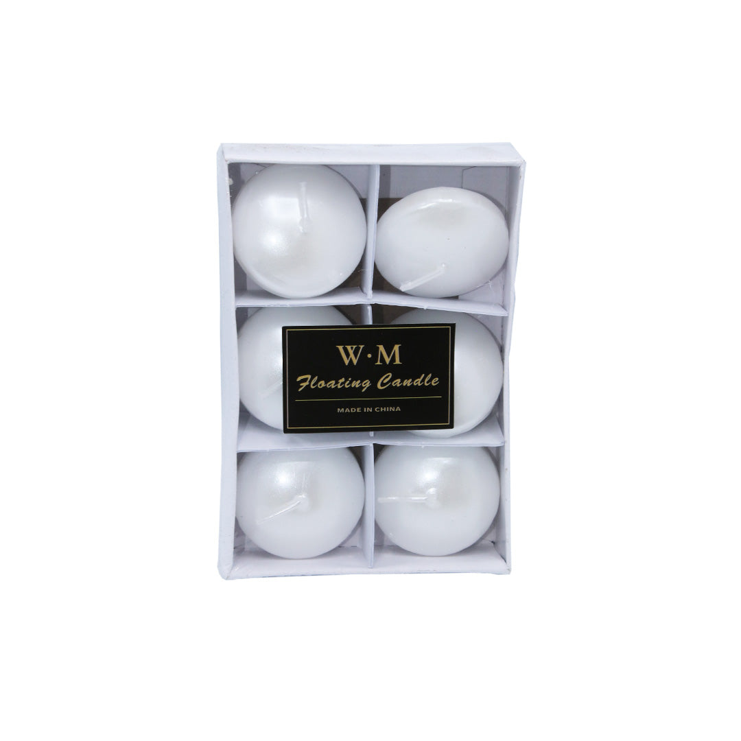 Candles 6Pc Floating White W.M