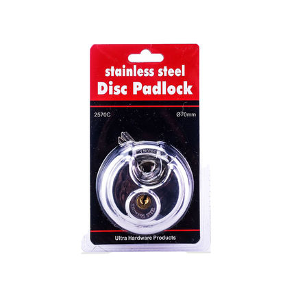 Lock Discus 60Mm Stainless Steel  Carded Guardtek