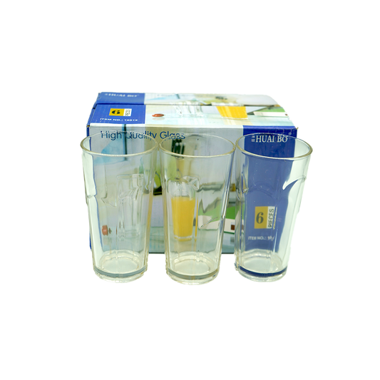 Tumbler 6Pc 13X7Cm Clear Embossed Huai Bo