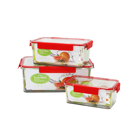 Container 3Pc 27X18X10Cm Clear Lock Lid