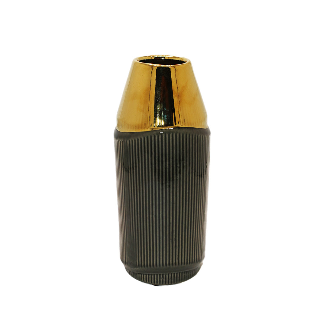 Vase Porc 25X6Cm Gold/Green Fancy