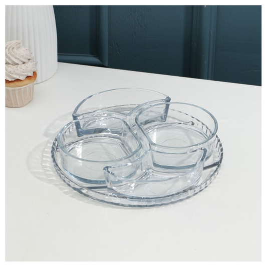 Platter + 4Bowl Lavin Clear Glass