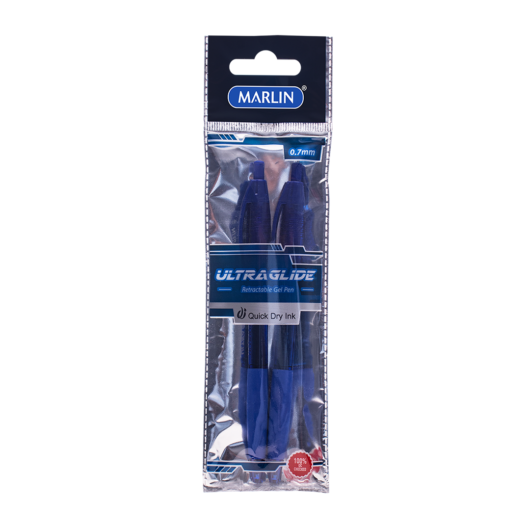 Marlin Pen 2Pc Blu Ultraglide Gel Ink Retractable