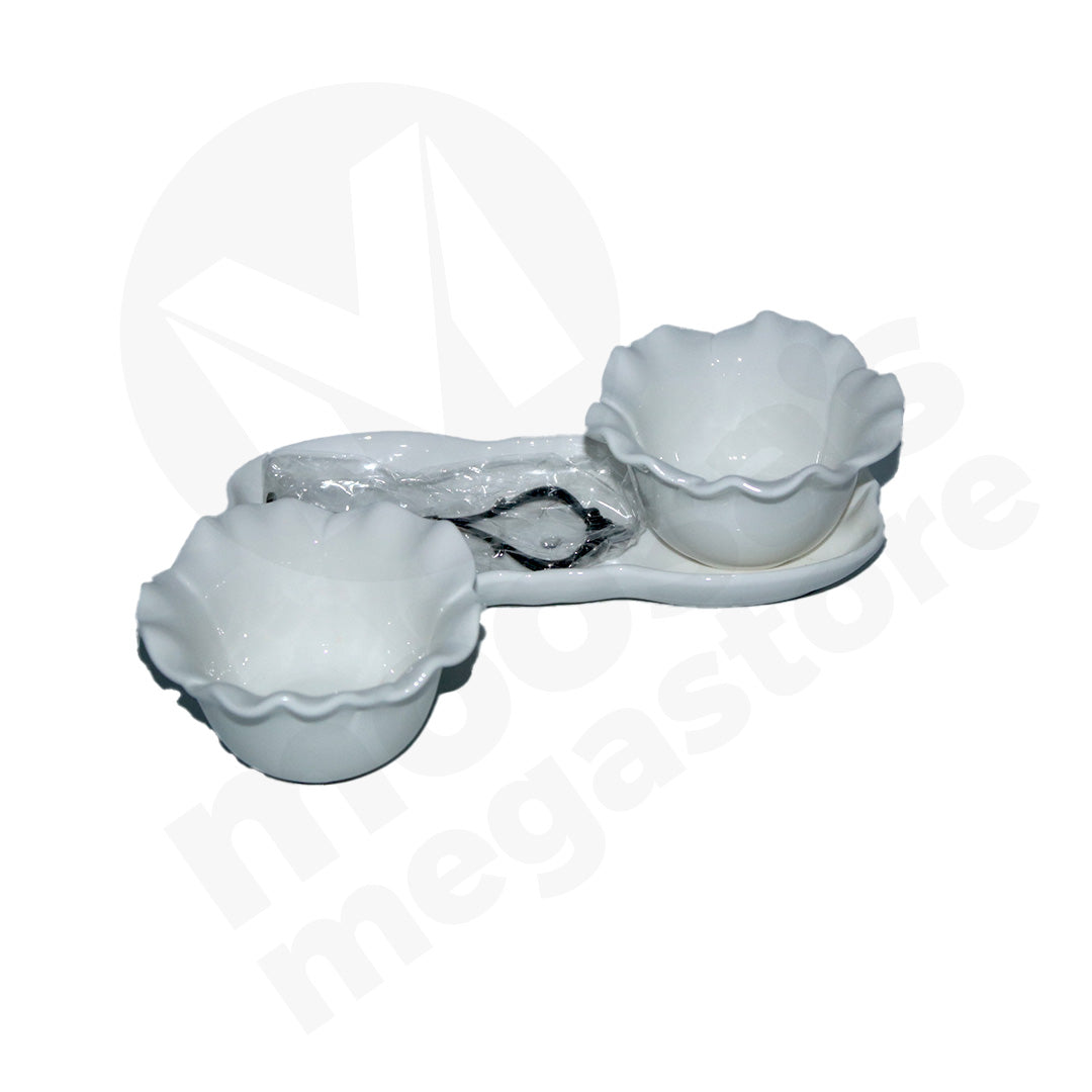 Bowl 2Pc With Tray 21.5/10Cm Scallop Edge