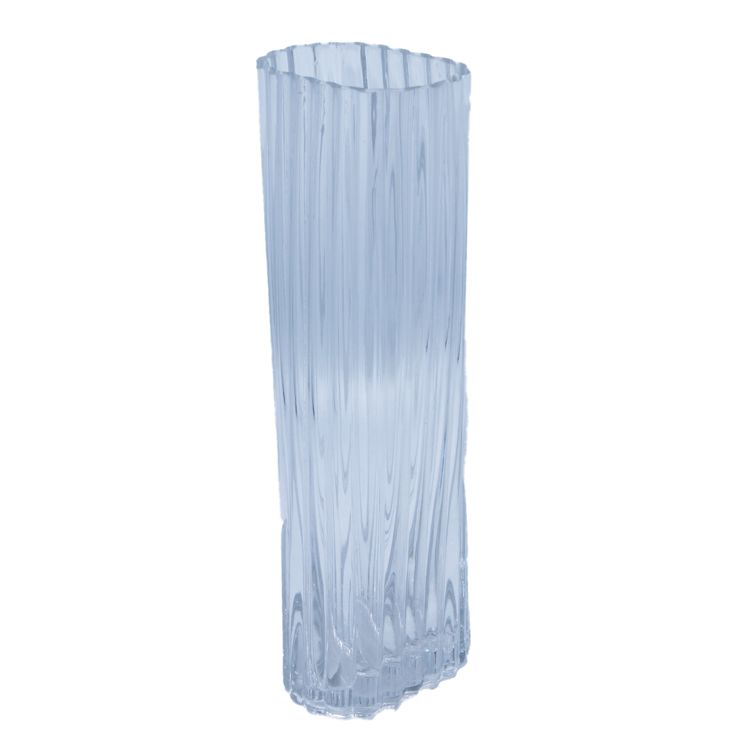 Vase Glass 30X10X7Cm Clear Embossed  Ribbed