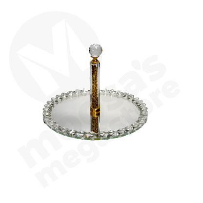 Centre Piece Mirror 25X13Cm Round W/Stand Crystal