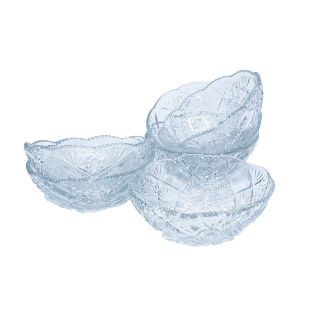 Bowl Set 6Pc 12X5Cm Clear Embossed  Larous