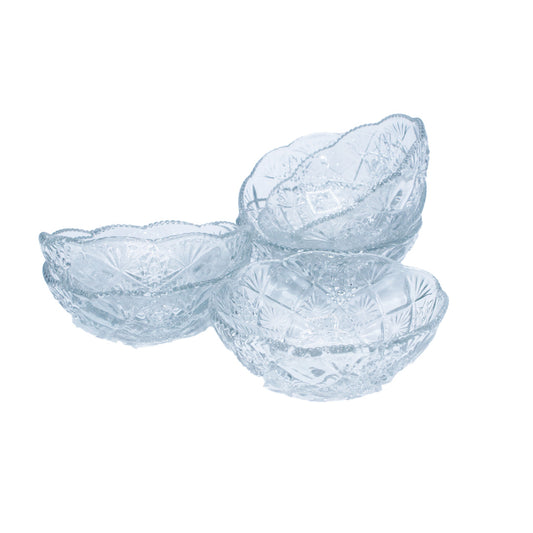 Bowl Set 6Pc 12X5Cm Clear Embossed  Larous