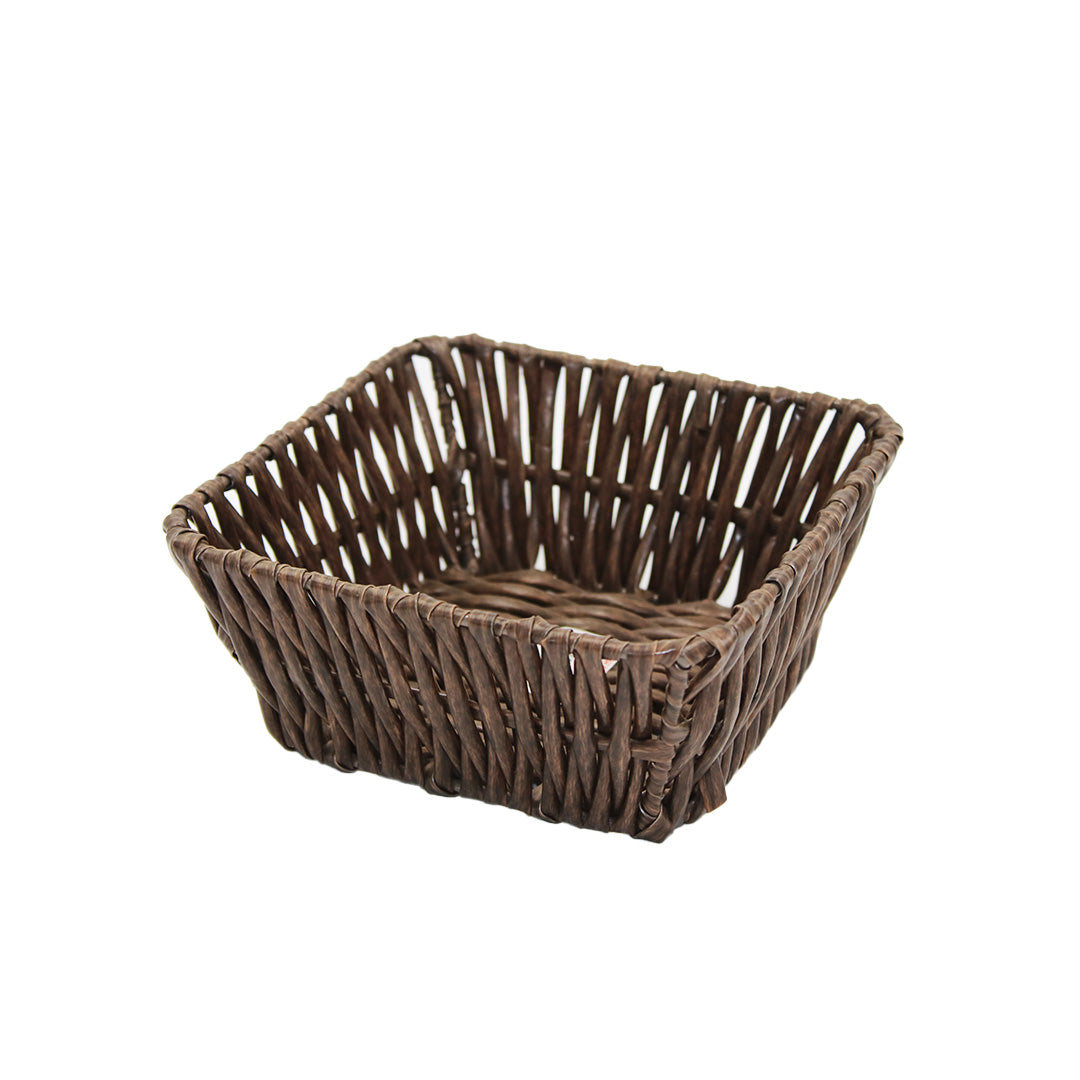 Basket 17Cm Square Metal/Straw