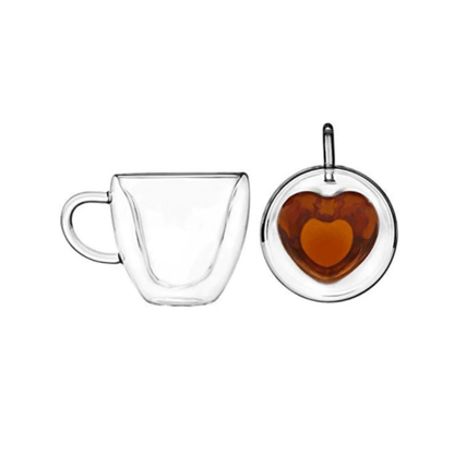 Cup 80Ml Double  Wall Heart 6.5X6.5Cm