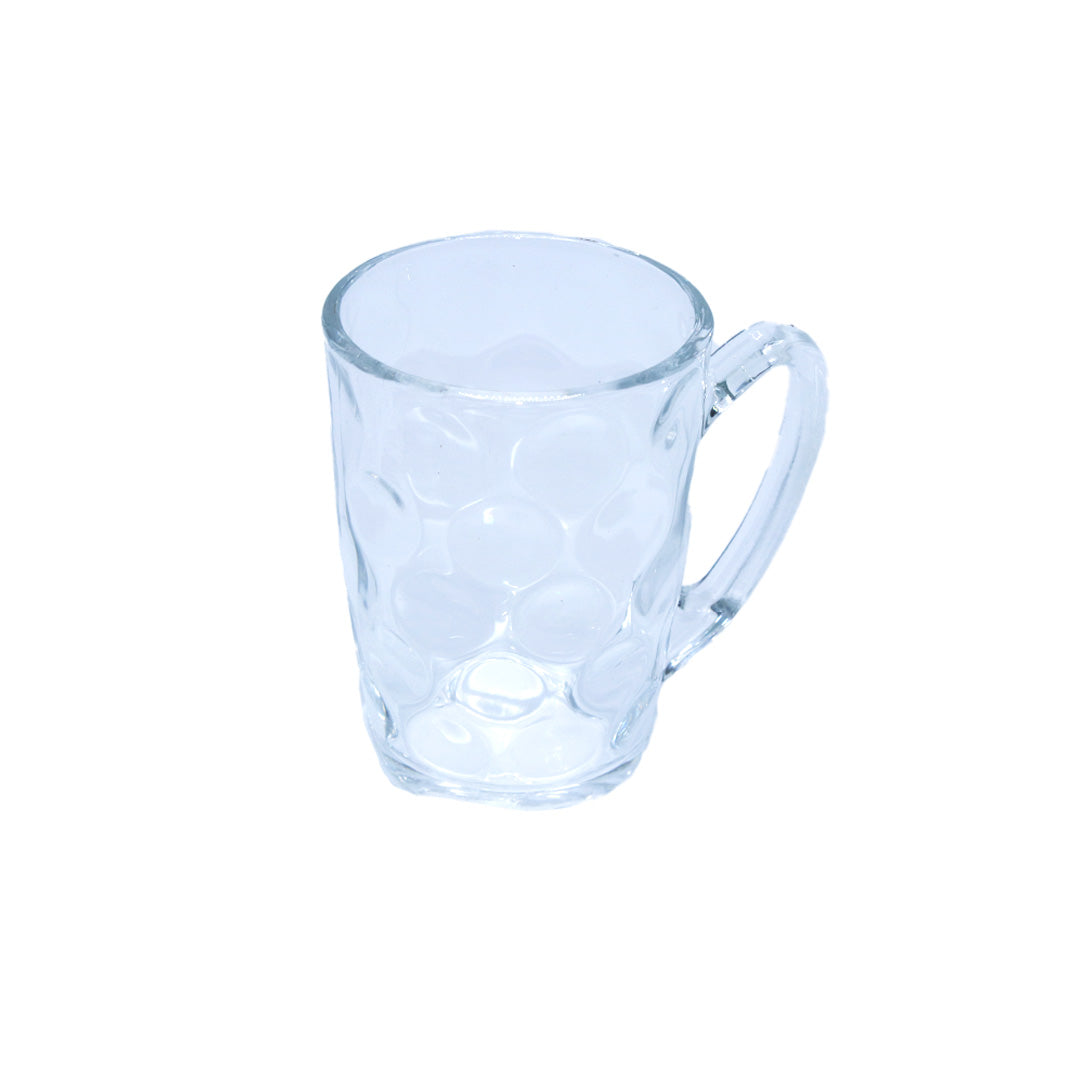 Mug 9X6.5Cm Glass Clear Embossed  Assorted