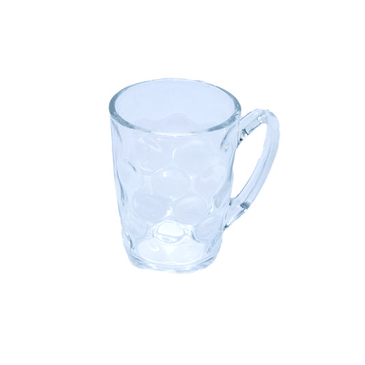 Mug 9X6.5Cm Glass Clear Embossed  Assorted