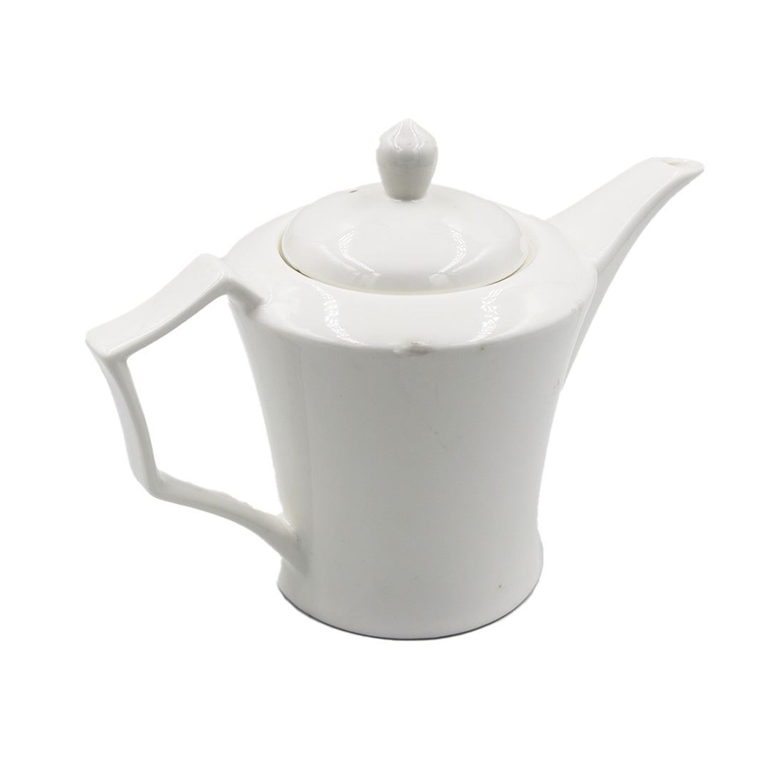 Tea Pot 12X8Cm Round White Flat Handle