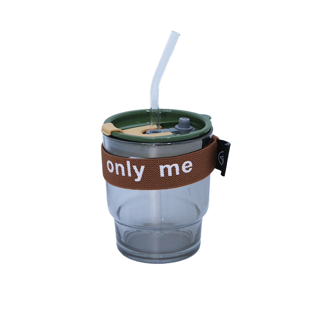 Mug 10X9Cm With Lid & Glass Straw Fashion