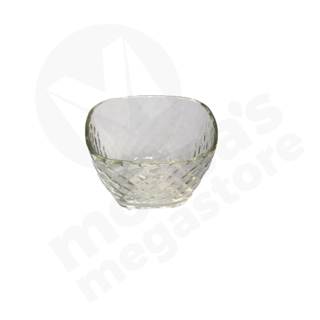 Bowl Glass 10X6Cm Square Clear Inner Embossed