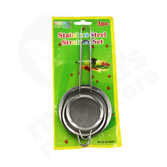 Strainer 3Pc 7/8/10Cm Stainless Steel  Broad Rim