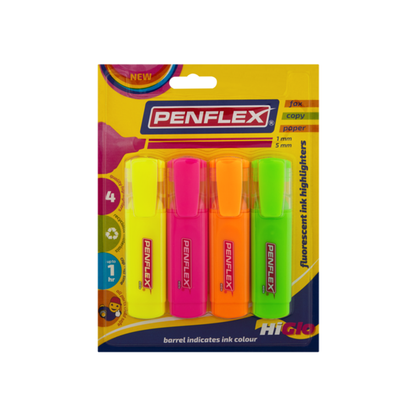 Penflex Highlighters Higlo 4Pc