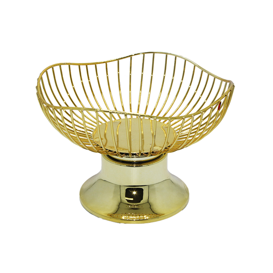 Fruit Basket 21Cm Gold Metal Footed