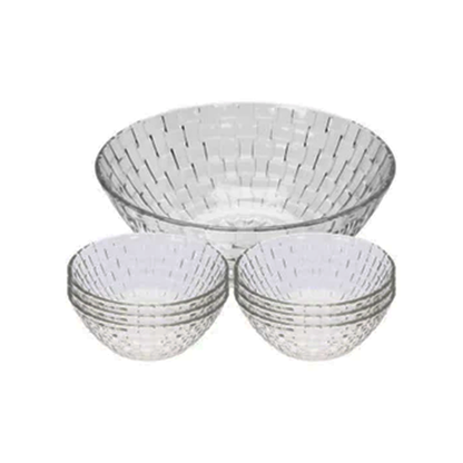 Bowl Set 7Pc Footed Clear Embossed