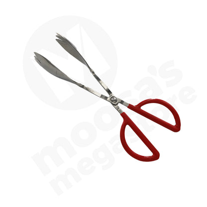 Tong 25Cm Scissors Type Stainless Steel Red Handle