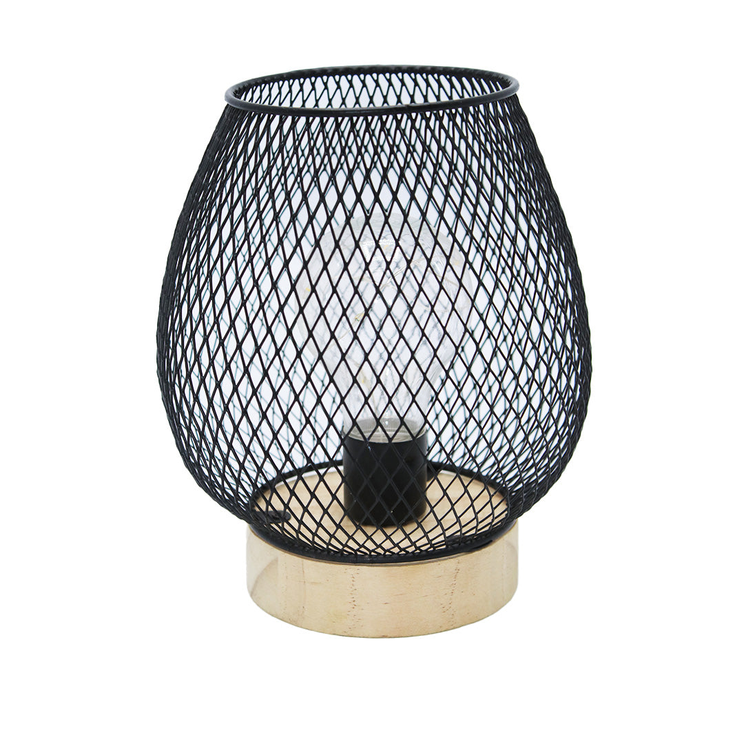 Desk Lamp Wire Cage 16X9Cm Wooden Base