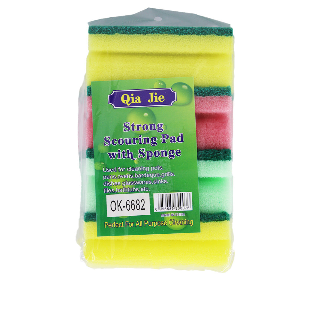 Sponge Scourer 4Pc 10X7Cm Grooved