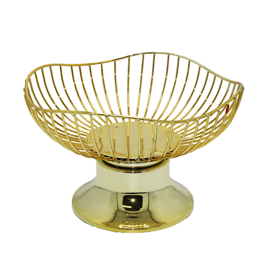 Fruit Basket 24Cm Gold Metal Footed