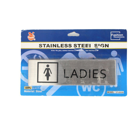 Door Sign 17X5Cm Stainless Steel Assorted