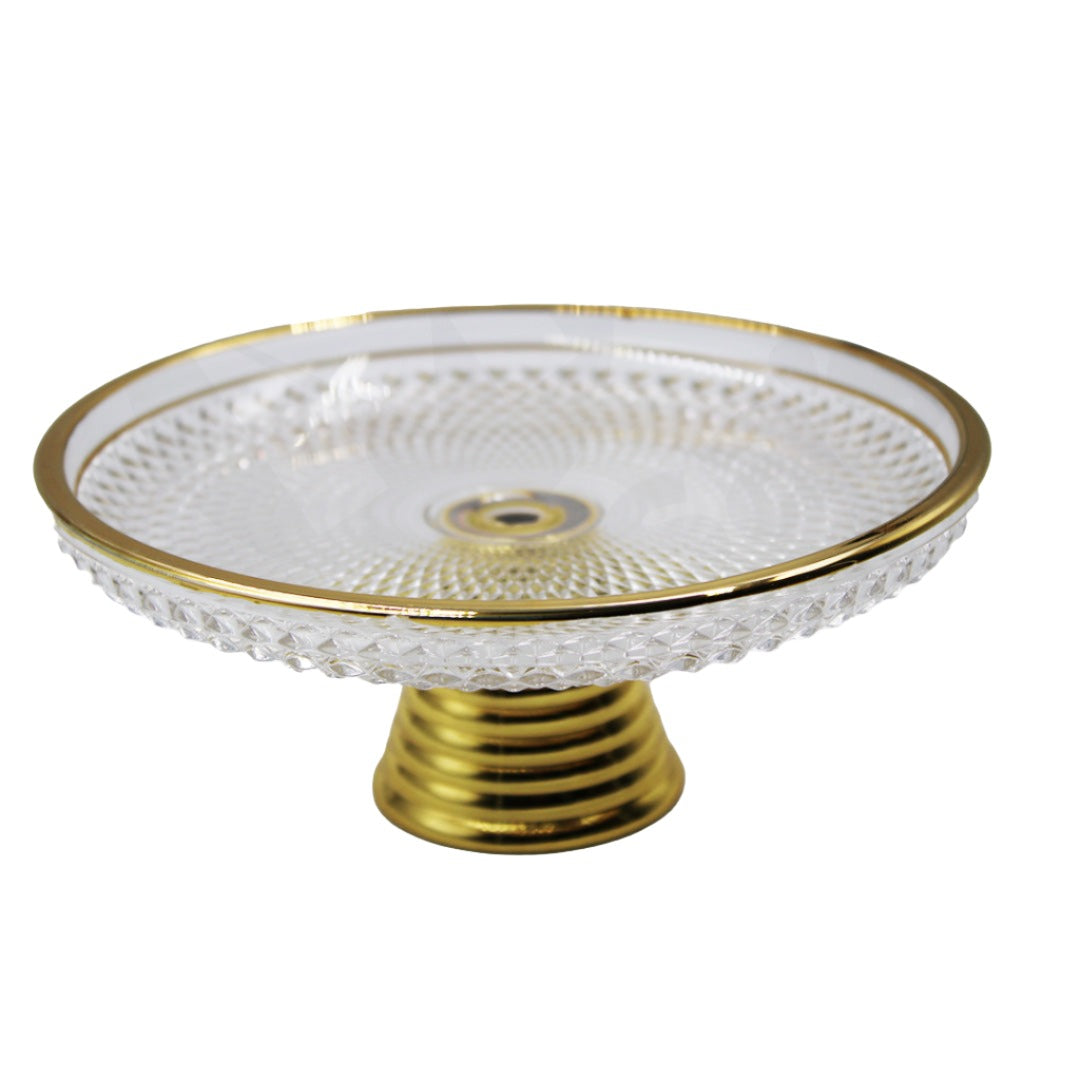 Dessert Plate 18Cm Round Embossed Gold Rim & Base