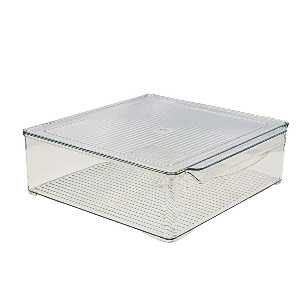 Storage Box 30X9Cm Square With Lid Acrylic