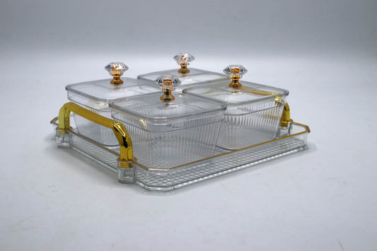 Candy Bowl 4Pc With 21Cm Square  Mini Tray Pet