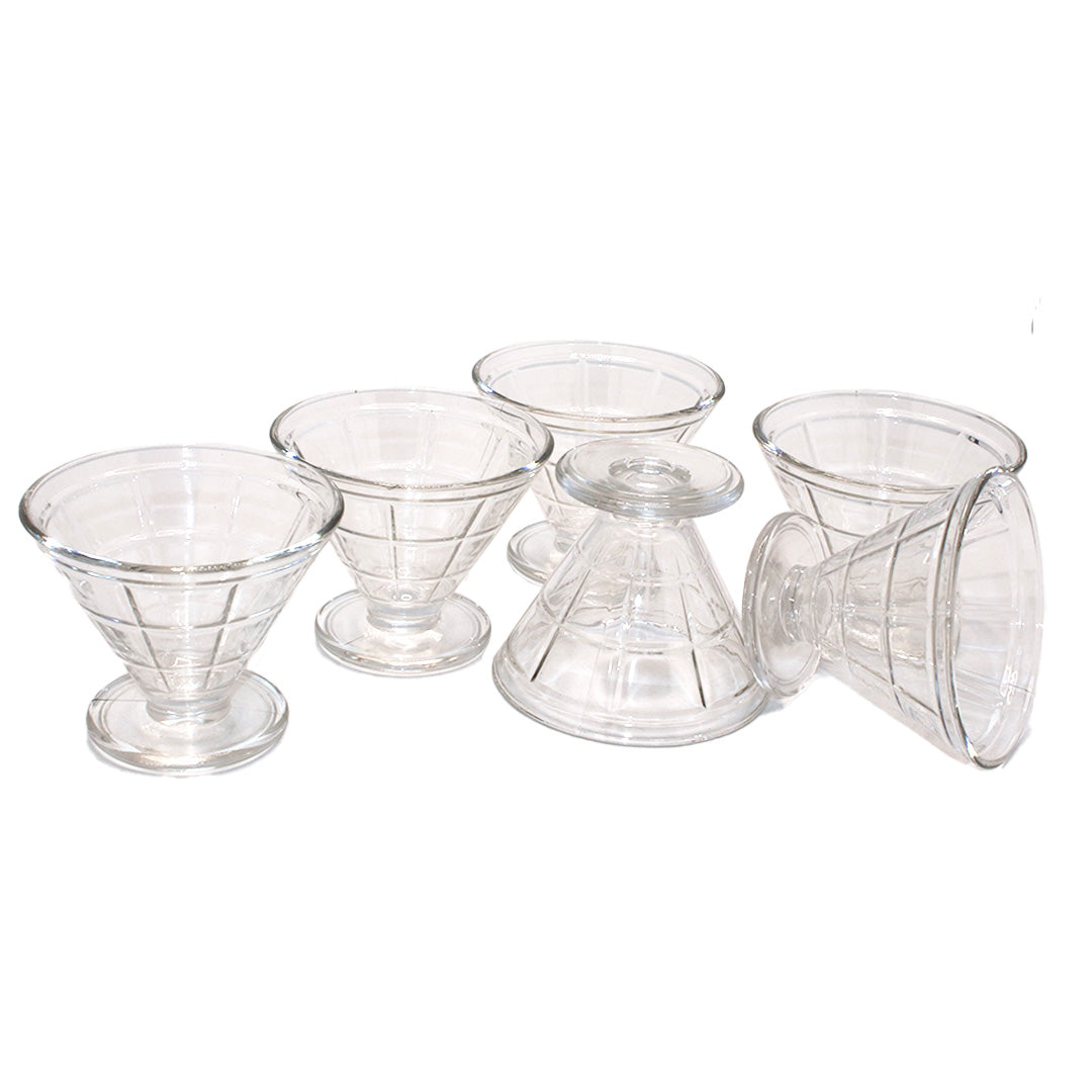 Ice Cream Cup 6Pc 8X10Cm Footed Clear Emboss De-99