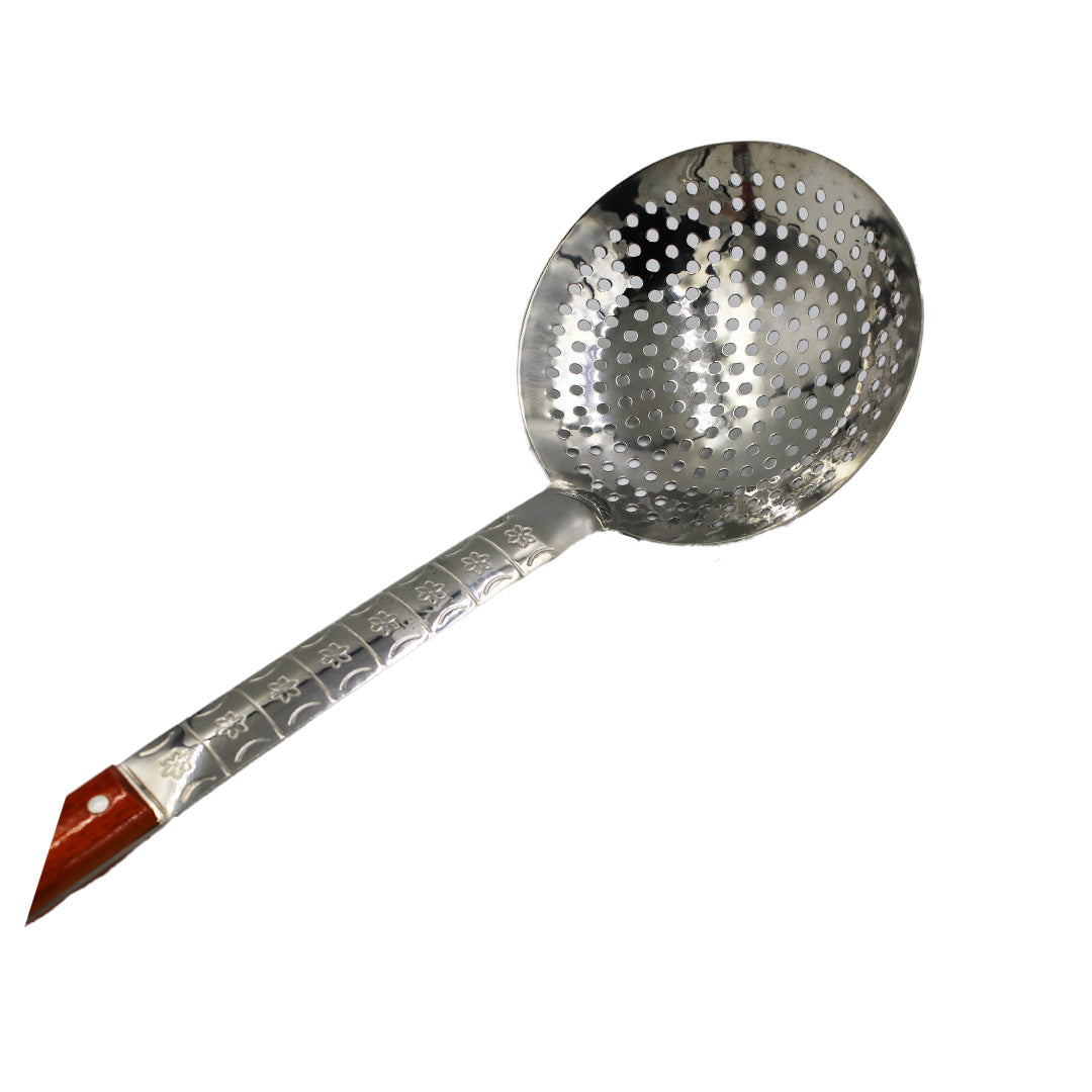 Frying Spoon 60X16Cm  Stainless Steel Woodn Handle