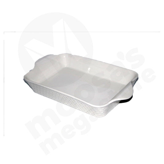 Baking Dish 30X21X5.5Cm White Embossed