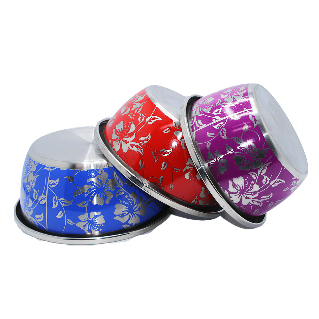 Bowl Set 3Pc Stainless Steel  Printed Gift Box