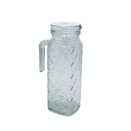 Jug 1L 24Cm Square Clear Embossed