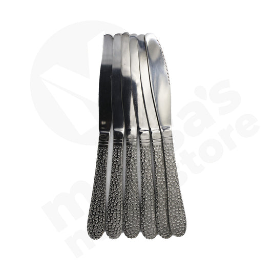 Table Knife 6Pc Stainless Steel  Dotted Embossed