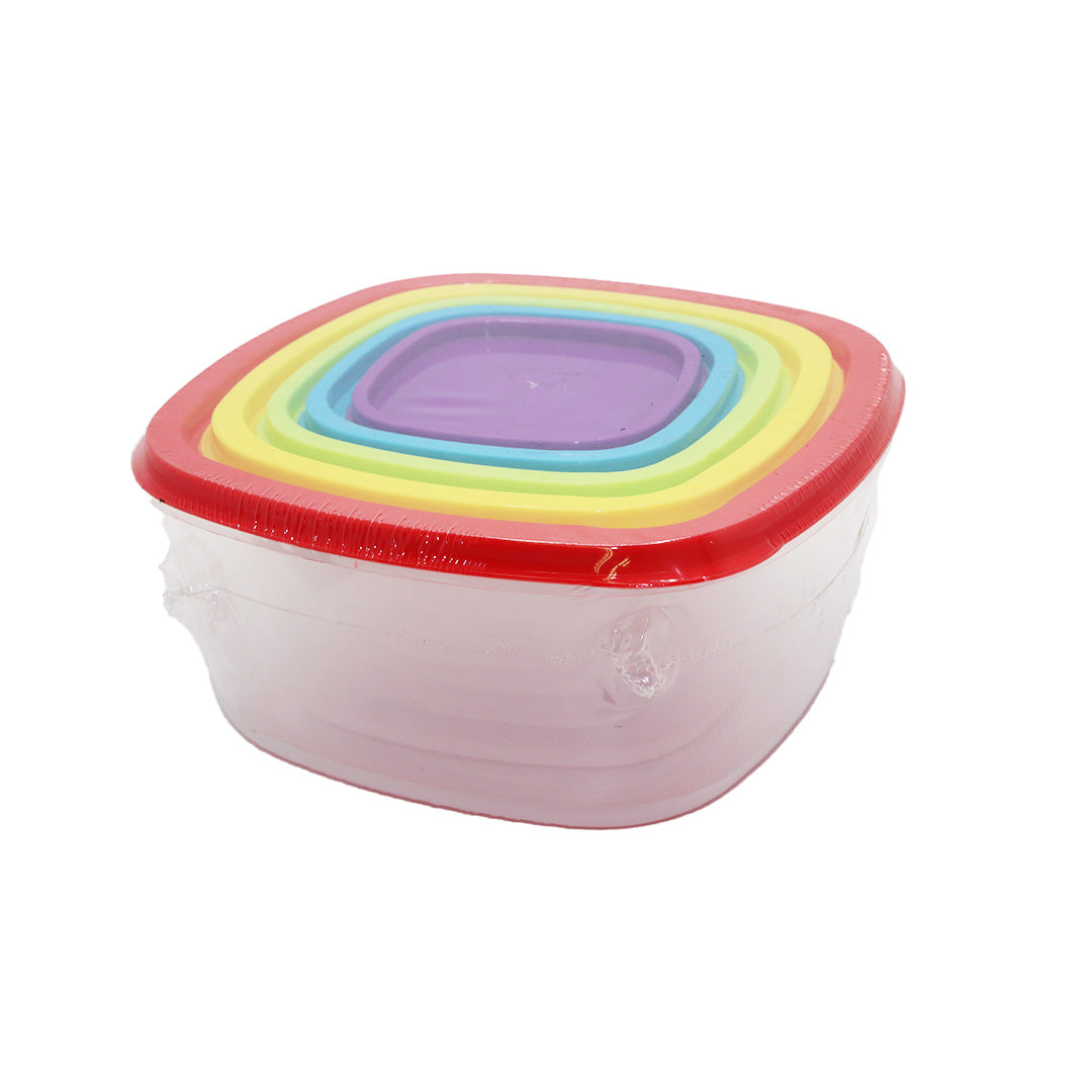 Container 5Pc 22X9Cm Square  Rainbow Colour