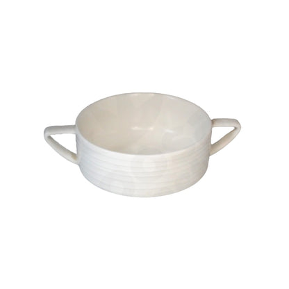 Soup Bowl 11X5Cm White Embossed 2Handle