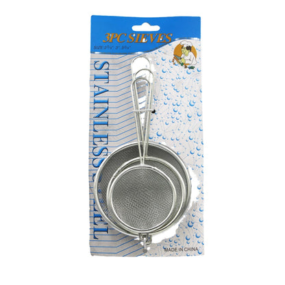 Strainer 3Pc 6/7/9Cm Assorted Metal Carded